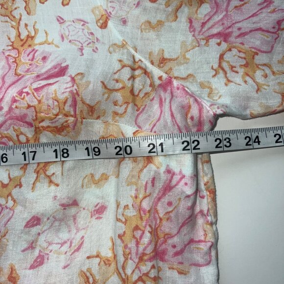 J.Jill White Pink Orange Love Linen Coral Print Button-Down Shirt Womens Size 1X - Picture 3 of 8